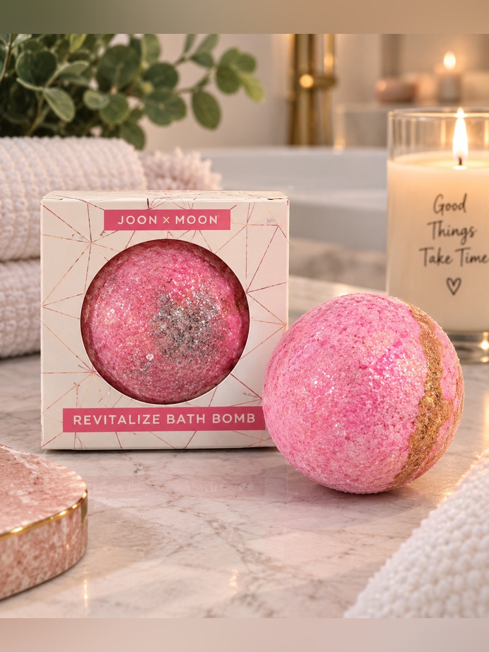 Joon x Moon Revitalize Pink Bath Bomb Moisturizing Cocoa Shea Butter